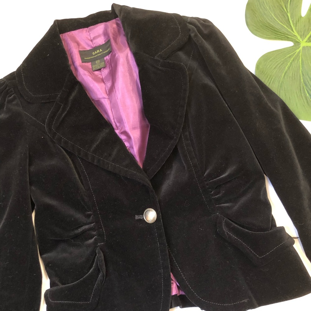 SARAH Women’s Lined Velour Career Blazer SMALL